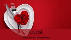  Presentation with valentines day - Cool new presentation theme with restaurant - red rose on white dish backdrop and a crimson colored foreground