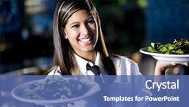  Presentation with restaurant - Cool new presentation design with restaurant - service with a smile backdrop and a ocean colored foreground