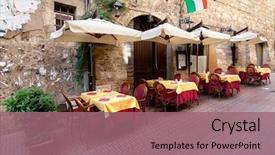  Presentation with tuscany - Presentation theme featuring restaurant - siena - picturesque nook background and a coral colored foreground