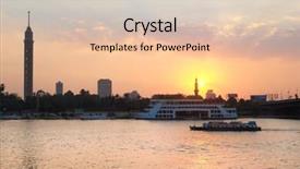  Presentation with nile river - Colorful PPT theme enhanced with egyptian restaurant - sunset over nile river backdrop and a lemonade colored foreground