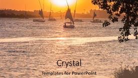  Presentation with nile river - Slide set enhanced with egyptian restaurant - sunset over nile river background and a coral colored foreground