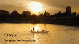  Presentation with nile river - Beautiful PPT layouts featuring egyptian restaurant - sunset over nile river backdrop and a yellow colored foreground