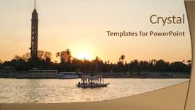  Presentation with nile river - Audience pleasing presentation design consisting of egyptian restaurant - sunset over nile river backdrop and a lemonade colored foreground