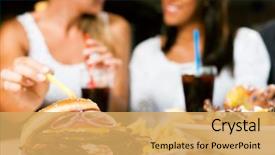  Presentation with african american women - PPT theme featuring restaurant - two women - one is background and a yellow colored foreground