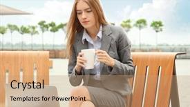  Presentation with marketing - Theme featuring restaurant analytics - young female marketing manager working background and a coral colored foreground