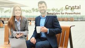  Presentation with managers - Slides enhanced with restaurant analytics - young marketing managers working background and a  colored foreground