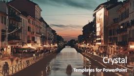  Presentation with canal - Amazing presentation design having restaurant and bars in milan backdrop and a  colored foreground