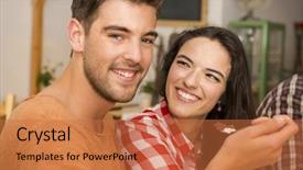  Presentation with latino - Amazing presentation design having restaurant and giving food backdrop and a coral colored foreground