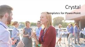  Presentation with woman business - Theme enhanced with restaurant bar after a convention background and a white colored foreground