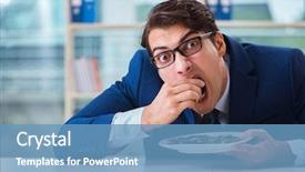  Presentation with gold - Audience pleasing slide deck consisting of restaurant business analytics - funny businessman eating gold coins backdrop and a teal colored foreground