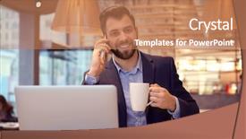  Presentation with marketing 4p - Amazing PPT theme having restaurant business analytics - handsome marketing manager working backdrop and a coral colored foreground