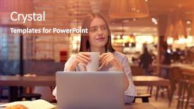  Presentation with marketing - Theme with restaurant business analytics - young female marketing manager working background and a coral colored foreground