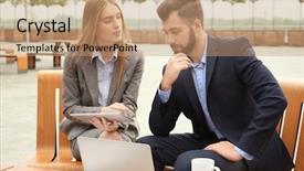  Presentation with managers - Cool new PPT theme with restaurant business analytics - young marketing managers working backdrop and a coral colored foreground