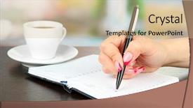  Presentation with wheat in hand - Amazing PPT layouts having restaurant business plans - hand signing in notebook backdrop and a soft green colored foreground