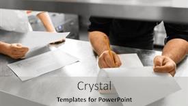  Presentation with restaurant kitchen - Slide set having restaurant-business-profession-and-people background and a light gray colored foreground