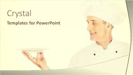  Presentation with porcelain - Beautiful slides featuring restaurant chef holding white porcelain plate backdrop and a white colored foreground