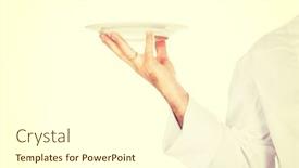  Presentation with porcelain - Slide set with restaurant-chef-s-hand-holding background and a cream colored foreground
