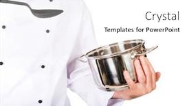  Presentation with steel - Beautiful slide set featuring restaurant-chef-s-hand-holding backdrop and a white colored foreground