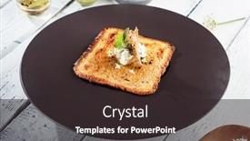  Presentation with restaurant menu - Colorful PPT theme enhanced with restaurant-cold-starter-food-vegetable backdrop and a dark gray colored foreground