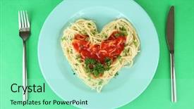  Presentation with worship heart - Colorful theme enhanced with restaurant concept - cooked spaghetti carefully arranged backdrop and a  colored foreground