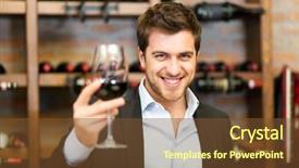  Presentation with wine - Presentation theme having restaurant concept - handsome man holding a glass background and a tawny brown colored foreground