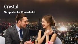  Presentation with restaurant - Colorful presentation theme enhanced with restaurant couple and holiday concept backdrop and a tawny brown colored foreground