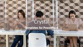  Presentation with social distancing - Theme consisting of restaurant-customers-have-a-seat background and a coral colored foreground