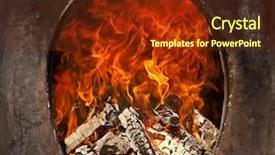  Presentation with flames - Slides enhanced with restaurant design - fire flames oven fireplace background and a tawny brown colored foreground