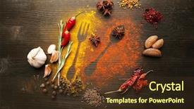  Presentation with cutlery - Presentation design having restaurant design - spices on table with cutlery background and a tawny brown colored foreground