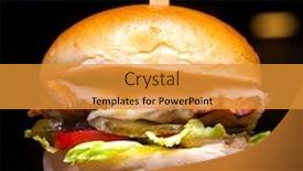  Presentation with hamburger - Amazing presentation design having restaurant dish - beef hamburger dark ondoor backdrop and a gold colored foreground