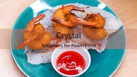  Presentation with deep blue - Theme having restaurant dish deep fried king background and a red colored foreground