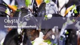  Presentation with shell - Colorful PPT layouts enhanced with restaurant-dish-fried-mussels backdrop and a gray colored foreground