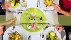  Presentation with fine dining - Beautiful PPT layouts featuring restaurant enjoying the good food backdrop and a yellow colored foreground