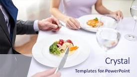  Presentation with appetizers - Colorful presentation enhanced with restaurant food people date backdrop and a  colored foreground