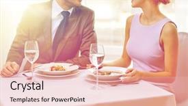  Presentation with people talking - Beautiful theme featuring restaurant food people date backdrop and a lemonade colored foreground