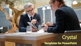  Presentation with lunch - Beautiful theme featuring restaurant having a lunch backdrop and a tawny brown colored foreground