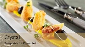  Presentation with hot sauce - Slide set featuring restaurant hot starter food - deep background and a  colored foreground