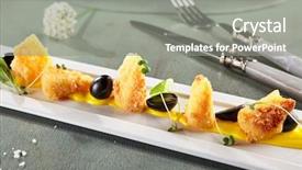  Presentation with restaurant menu - PPT layouts enhanced with restaurant hot starter food - deep background and a gray colored foreground