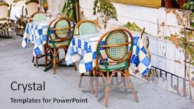  Presentation with italy usa - Colorful presentation theme enhanced with restaurant in little italy quarter backdrop and a light gray colored foreground