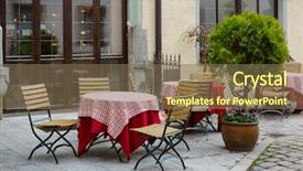  Presentation with restaurant - Slide deck featuring restaurant in the old town background and a violet colored foreground