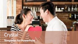  Presentation with anniversary - Cool new slide deck with restaurant indonesia - asian couple woman and man backdrop and a coral colored foreground