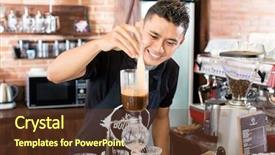  Presentation with machine shop - Audience pleasing slide deck consisting of restaurant indonesia - barista preparing drip coffee backdrop and a tawny brown colored foreground