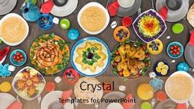  Presentation with served - Colorful slide set enhanced with restaurant indonesia - beautiful decorated and served colorful backdrop and a coral colored foreground