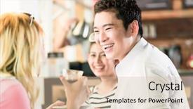  Presentation with fun - PPT layouts featuring restaurant indonesia - people having coffee and fun background and a  colored foreground