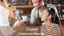  Presentation with movements of women in asia - PPT theme featuring restaurant indonesia - waiter serving coffee in asian background and a  colored foreground