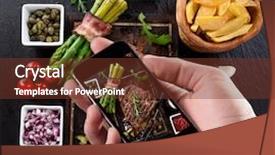  Presentation with food - Beautiful PPT theme featuring restaurant instagram - hand taking photo of prepared backdrop and a tawny brown colored foreground