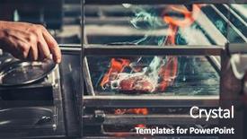  Presentation with grill - Slide set enhanced with restaurant instagram - young male cooks preparing meal background and a  colored foreground