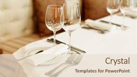  Presentation with restaurant - Colorful presentation design enhanced with restaurant interior backdrop and a lemonade colored foreground