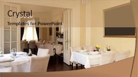  Presentation with interior design - Presentation theme enhanced with restaurant interior background and a coral colored foreground