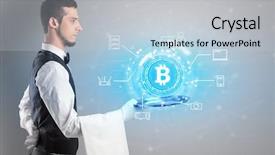  Presentation with restaurant waiter - Beautiful PPT theme featuring restaurant investment - waiter serving on a tray backdrop and a lemonade colored foreground